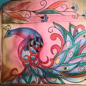 Anuschka Peacock leather handbag.    Your Purchase Supports Wildlife Rescue!